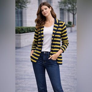 Audrey & Grace Navy and Yellow Striped Cardigan